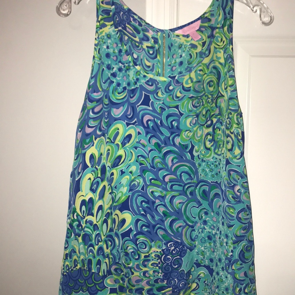 Lilly Pulitzer Silk Tank Aerial Top Lilly’s Lagoon